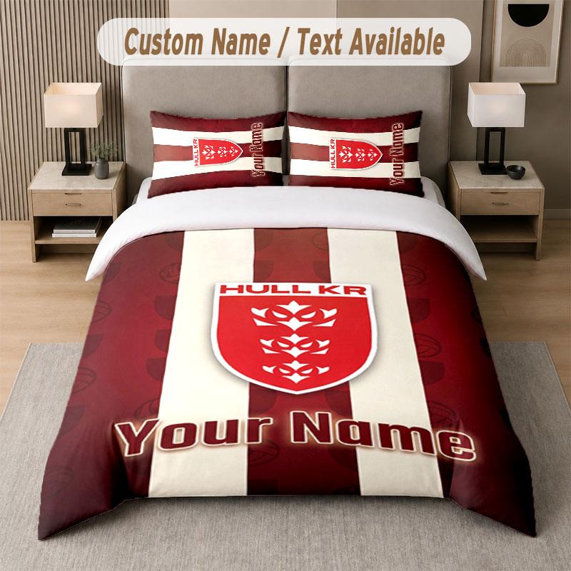 Custom Bedding Set Hull KR Pattern, Print Name Text 1 Duvet Cover Plus 2 Pillowcases Home Textile