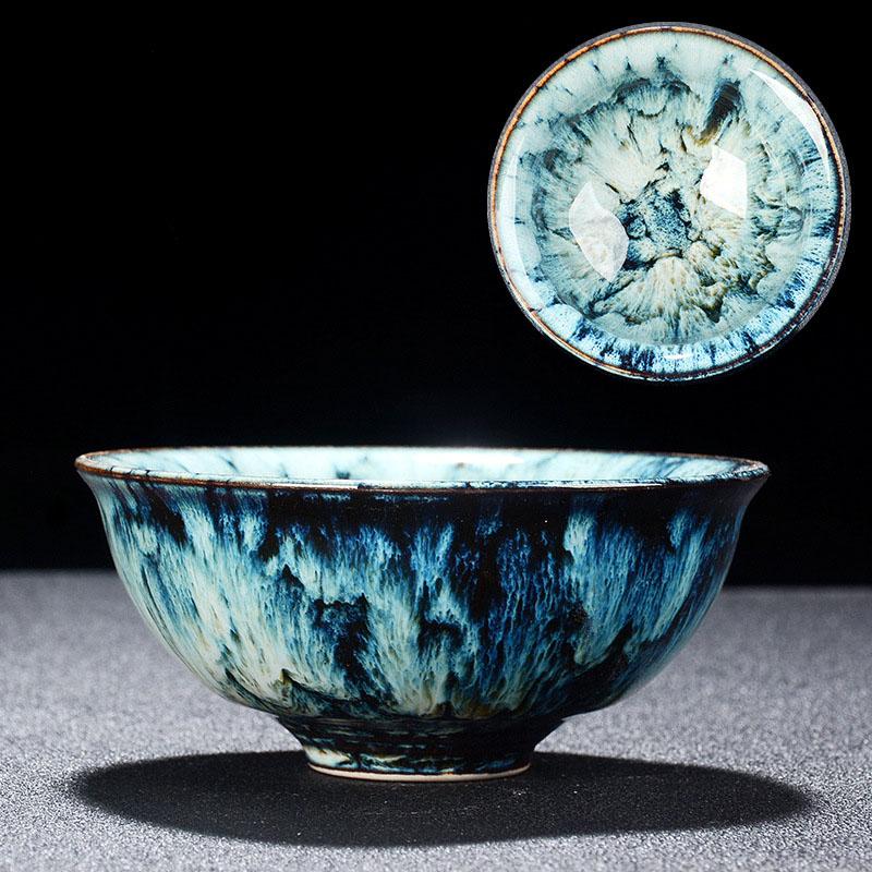 2 pezzi tazza da tè con smalto Temmoku, tazza da tè artistica, tazza in ceramica da forno Build, tazza da tè, servizio da tè cinese Jingdezhen Cielo stellato, opera d'arte bellissima