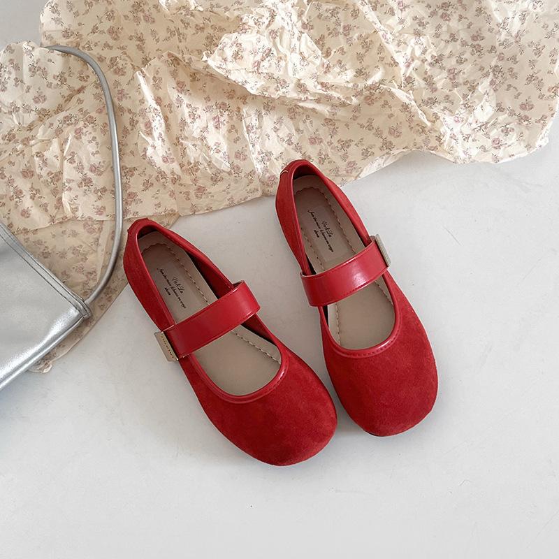 Wildleder weiche Sohle rosa hell Mund einzelne Schuhe Frühling 2025 neu retro sanfter Feenstil Mary Jane Schuhe vielseitig