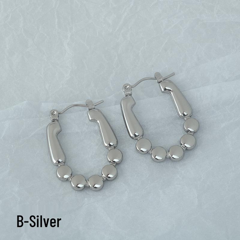 

Stainless Steel French Geometric Design Women s Titanium Earrings