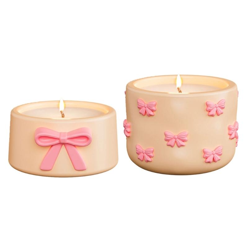 Reusable Crafting Mold Bowknot Shape Succulents Planter Moulds Silicone Texture for Handmade Storage Box Containers