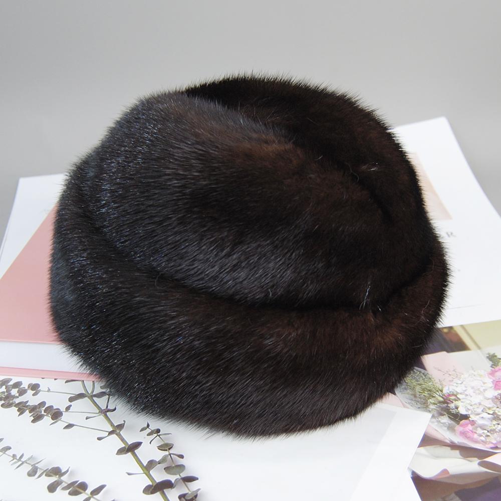 

2025 Mink Fur Hat New Fashion Real Mink Fur Cap Winter Warm Top Hat Headgear Beanie Beret Natural Real Mink Fur Cap For Unisex 59cm-61cm коричневий