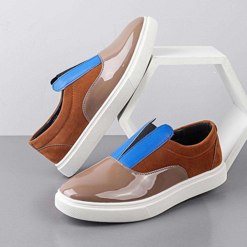 Fashion Slip on Outdoor Casual Shoes Low Top Lazy Shoes Non Slip Walking Loafers Moccasins for Male New Leisure Men Pu Leather Flats