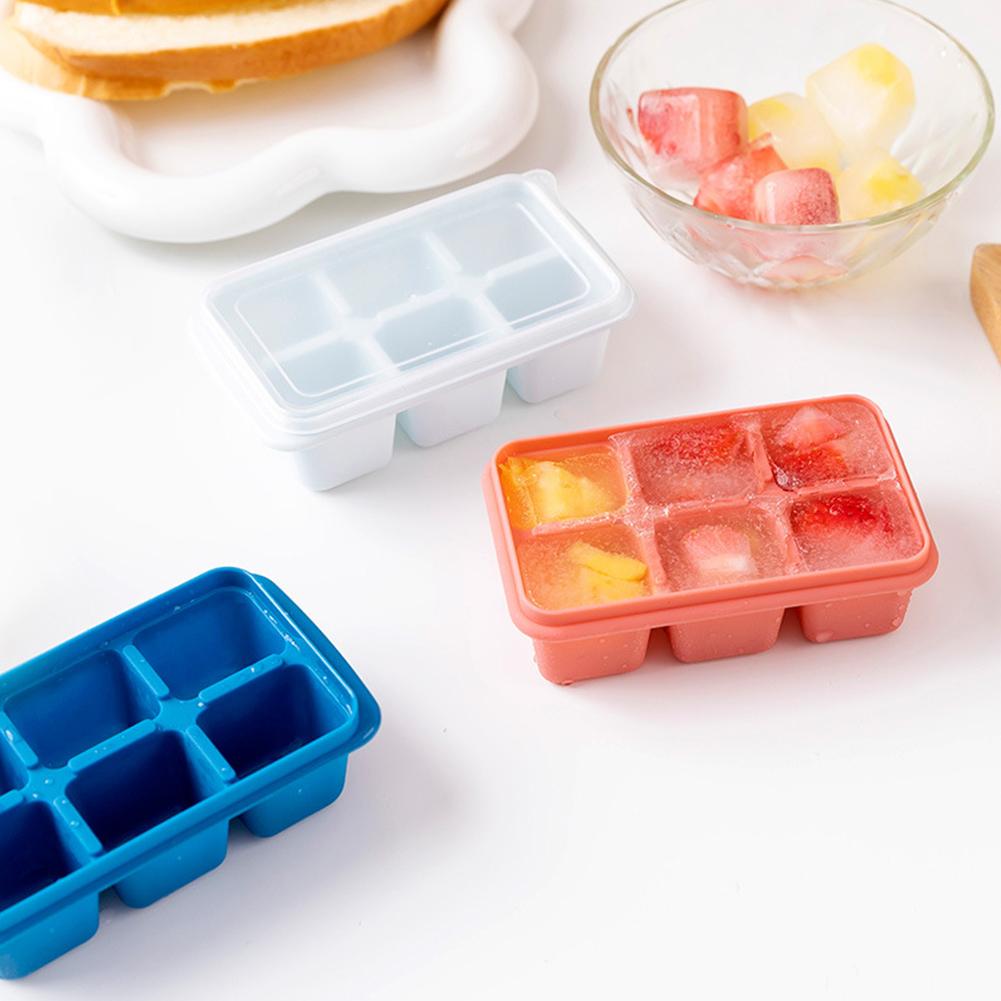 6 Grid Reusable Ice Cube Molds Easy To Take Off Ice Tray Refrigerator Icebox for Summer Juice Drinks Wine Cocktails Whiskey