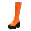  Tall Boots Patent Leather Punk Style Muffin Thick-soled Thick Heel Super High Heel Side Zipper  Knee-length Knight Boots