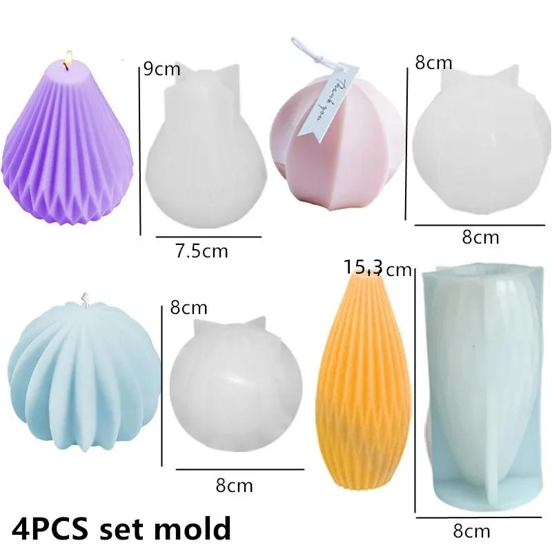DIY New Cylindrical Tall Twirl Pillar Candle Mold Ribbed Aesthetic Twist Swirl Silicone Mould Geometric Striped Soy Wax Mold