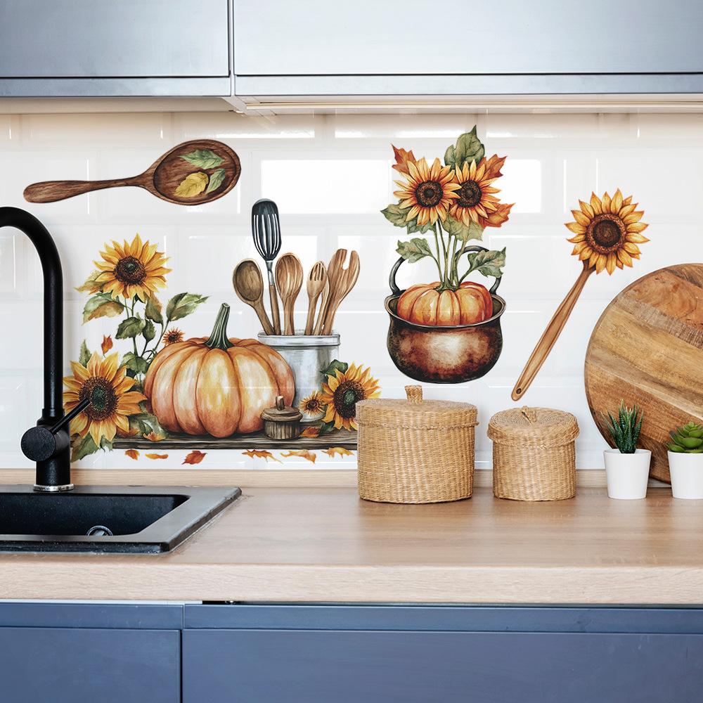 Wholesale of Painted Sunflower Kitchenware Kitchen and Dining Room Wall Beautification and Decoration Stickers