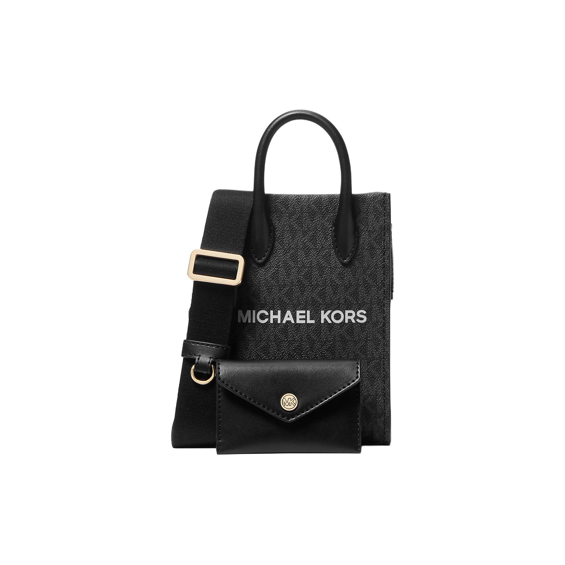

Michael Kors MK Mirella Canvas Shoulder Crossbody Tote Bag Mini Women bags Black Gold 35S4G7ZC1B-BLACK Basic Set (Bag+Dust Bag)