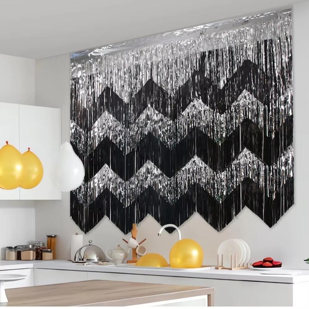 6.56ft Length Metallic Fringe Garland Tinsel Streamers Banner  Stage Party Decoration
