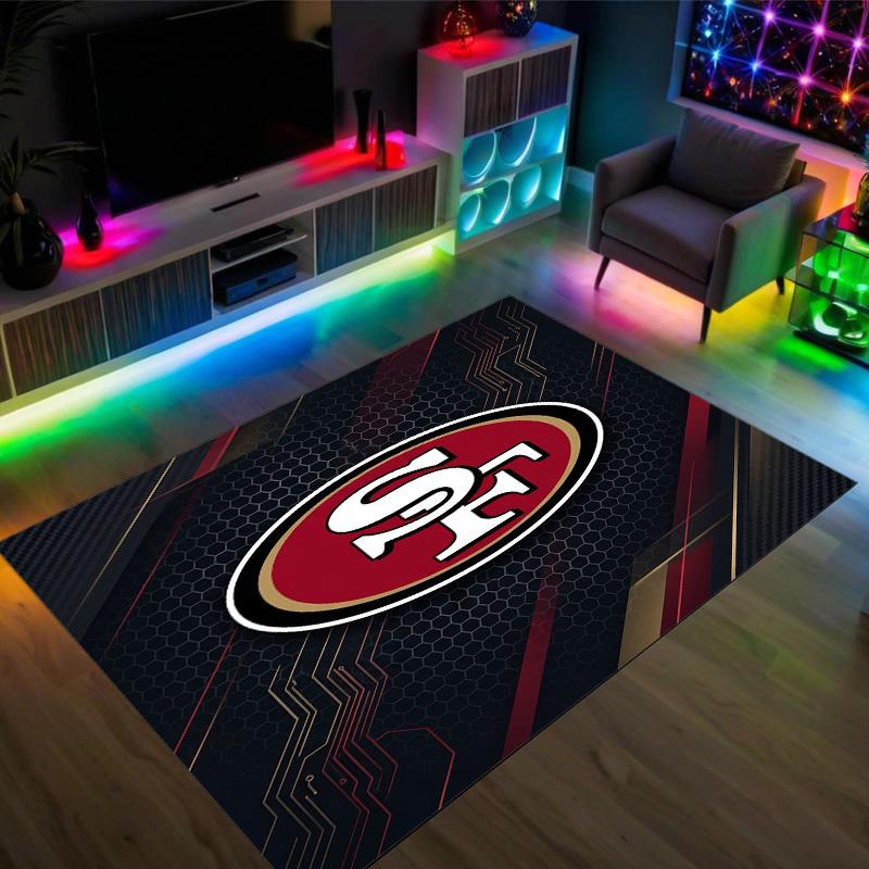 San Francisco 49ers Design Kristall Samt Teppich Gemütlich Nicht?Rutschfester Teppich mit Aufdruck für Schlafzimmer Wohnzimmer Eingang