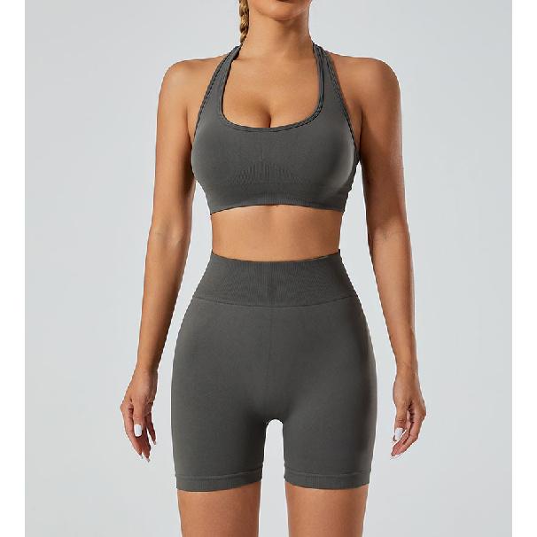 New Seamless High Stretch Yoga Shorts, Neck Hanging Sports Bra, Underwear, Running And Fitness Pants, Yoga Suit Set For Women