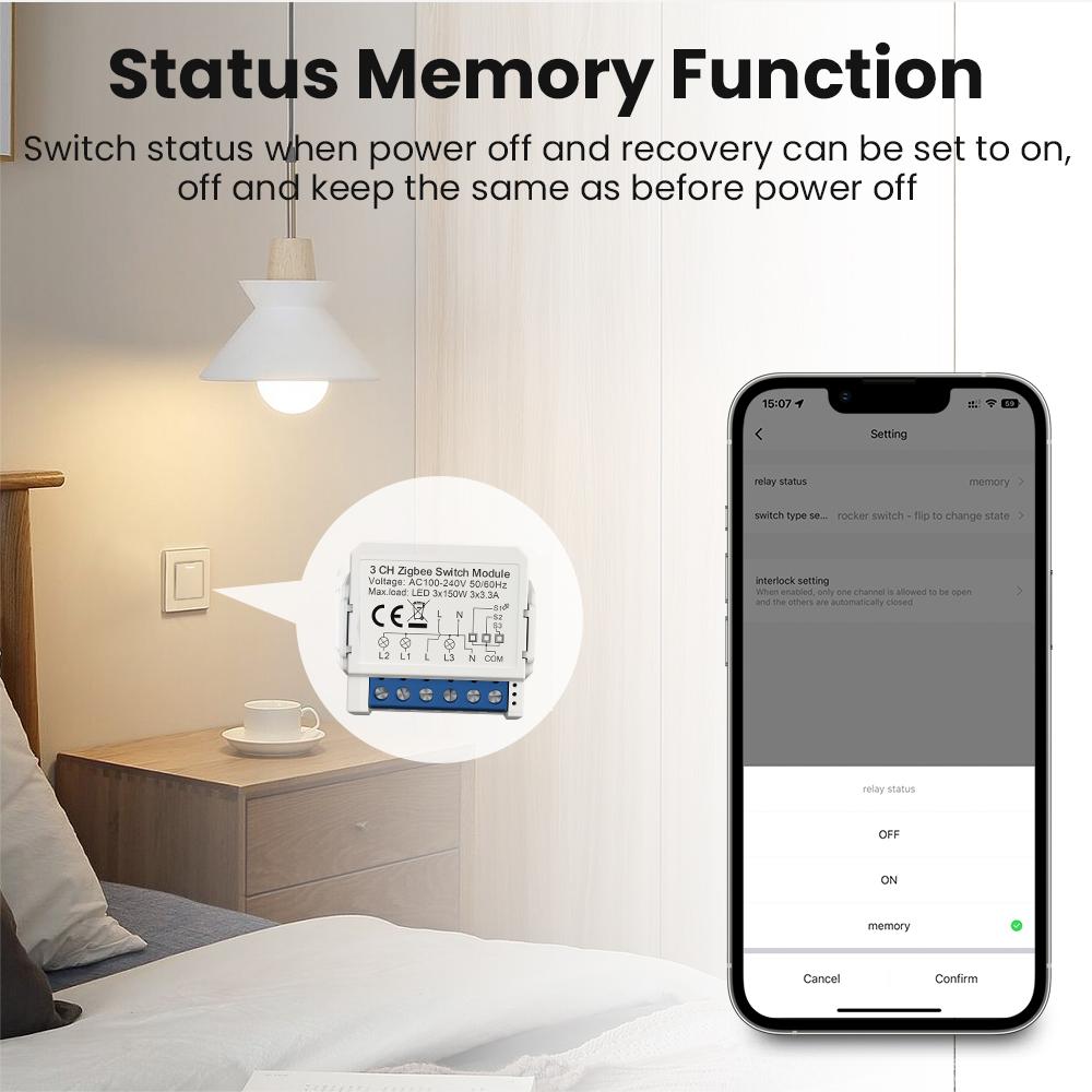 ZWSM16 3 Gang Zigbee 2-Way Switch Module Tuya Mini Remote Control Smart Circuit Breaker
