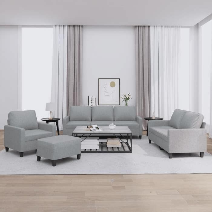 VidaXL Ensemble de Canapés avec Coussins 4 pcs, Canapés avec Accoudoirs et Dossier, Ensemble de Meubles avec Repose-pied 3201436