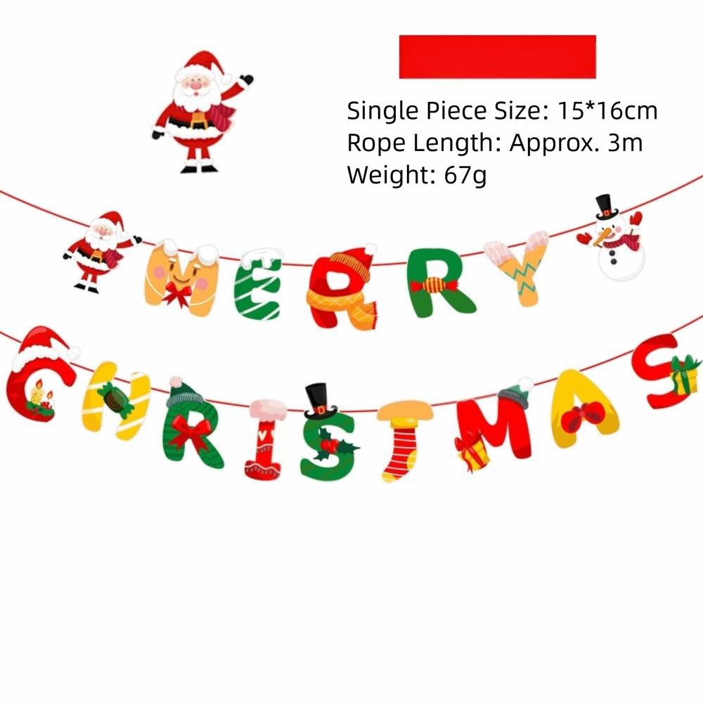 Paper Christmas Flag Christmas Theme Background Wall Xmas Hanging Ornament DIY Santa Claus Hanging Bunting Shopping Mall Decor