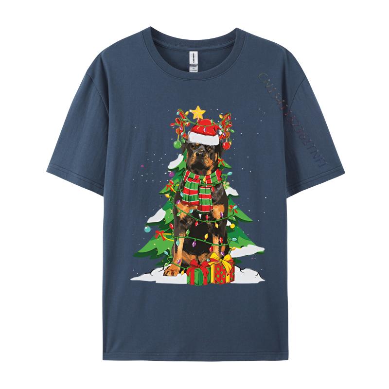 Santa Reindeer Rottweiler Dog Xmas Tshirt Graphic Tee Shirt Male Vintage Cotton Tops Tees Cute Oversized T Shirt
