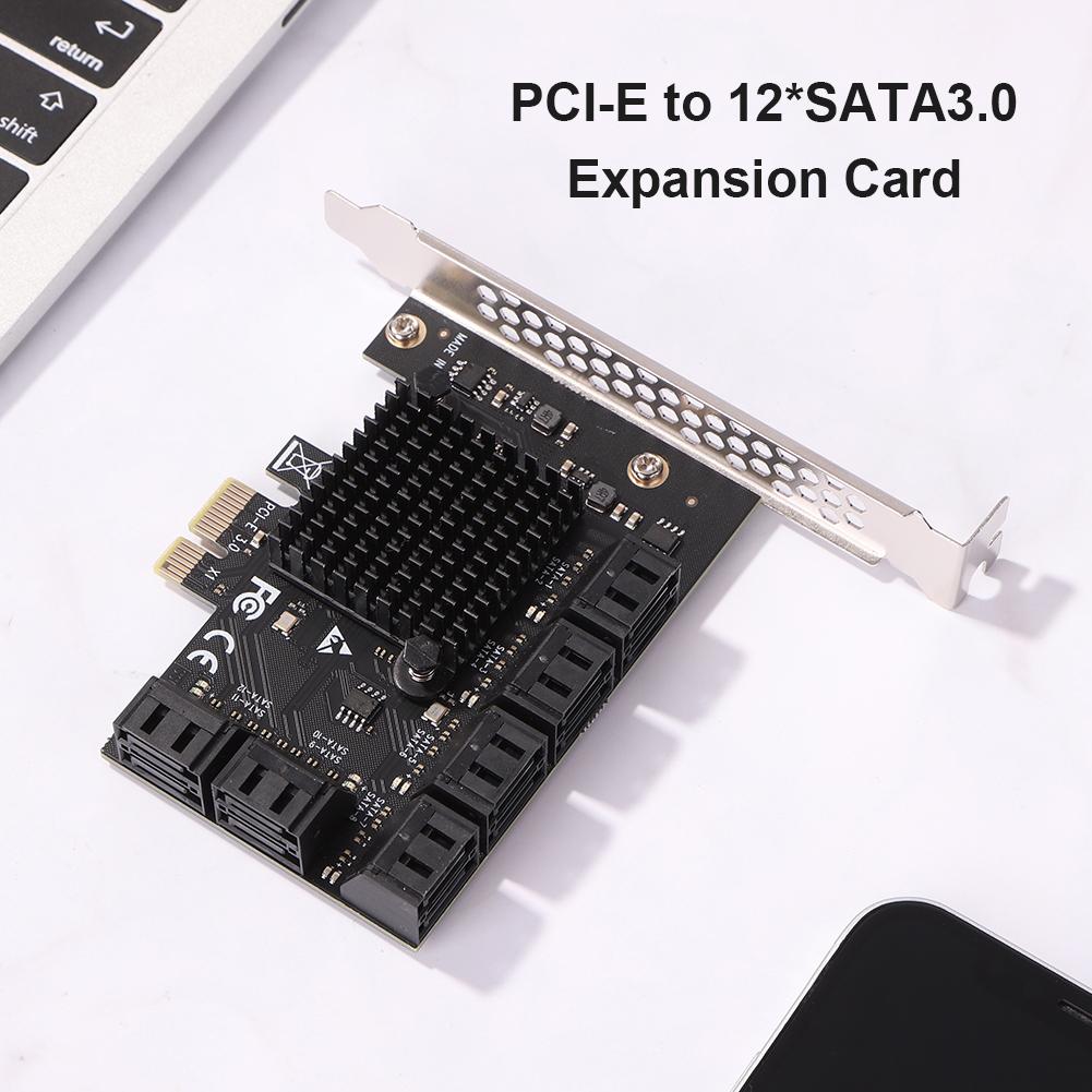 SA3112J PCIE Adapter 12 Port 6Gbps PCI-Express X1 to SATA 3.0 Controller Cards Riser Expansion Card Controller