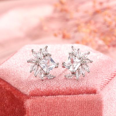 Fashion AAA Zircon Female Earrings Flower Temperament Earrings For Ladies Birthday Party Jewelry Gifts