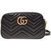 Gucci GG Marmont Black Leather Chevron Quilted Camera Crossbody Bag For Women Daily Use
