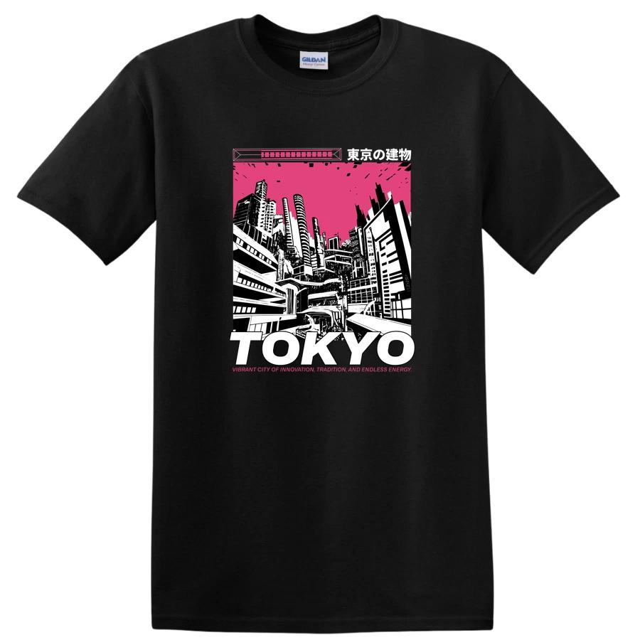 Tokyo Cityscape Graphic Art T Shirt Urban Skyline Print Tee Retro Style L