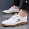 Winter and Autumn Men's Business Leather Shoes Low Top Soft Sole Breathable Men's Shoes Trendy Lace-up Flat-soled Casual Shoes
