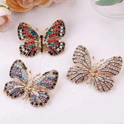 Rhinestone Butterfly Brooch Glittering Multicolor Women Jewelry Gift Enamel Pin Clothing Accessories