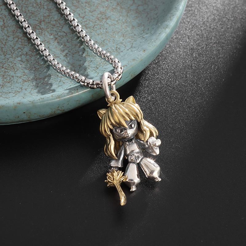 Exquisite Witch Broom Necklace Cute Magic Girl Pendant Men Women Rock Party Trendy Jewelry Halloween Gift