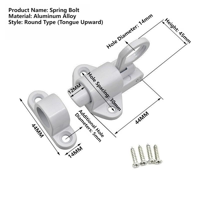 Aluminum Alloy Automatic Spring Bolt Door Latch - Security Pull Ring Lock for Windows, Gates & Doors (XD Series)