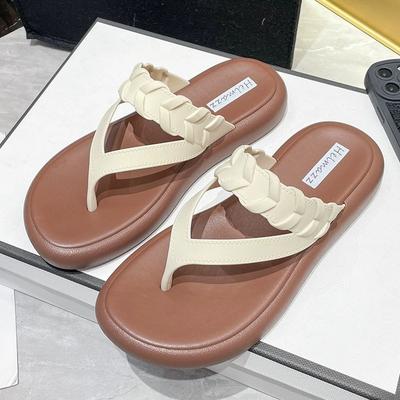 Mode Damenmode Plateau-Slipper Sommer Neu Runde Zehen Zehensandalen Weiche Sohle Rutschfest Abriebfest Niedrig Absatz Sandalen