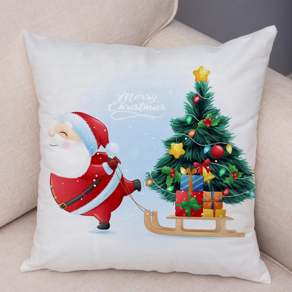 Cartoon Santa Claus Little Penguin Pillowcase Sofa Kids Room Decoration Merry Christmas  Deer Cushion Cover 45x45cm