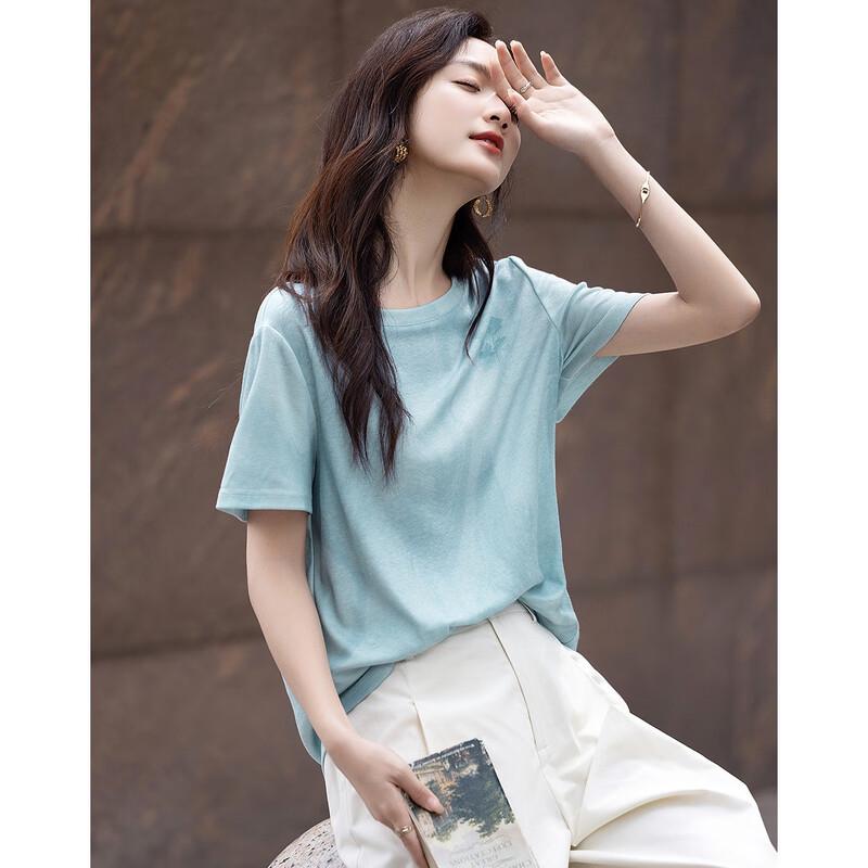 Demana Women s Heat Print Stretch Short Sleeve T-Shirt M