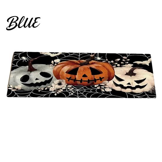 Easy Clean Floor Mat Halloween Kitchen Rug Pumpkin Bat Black Cat Non-slip Mat