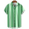 Fashionable Men's Short Sleeve Shirts 3D Digital Printed Design Summer Comfortable Outdoor Activities Stripe Pattern