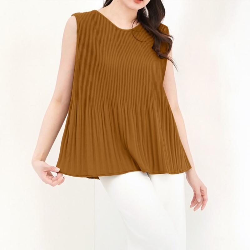 

ZANZEA Женские повседневные свободные летние майки без рукавов с круглым вырезом 5XL коричневый