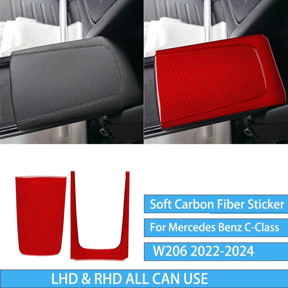 For Mercedes Benz C-Class W206 -2024 Auto Door Trim Seat Adjustment Red Carbon Fiber Decorative Car Accessory Sticker