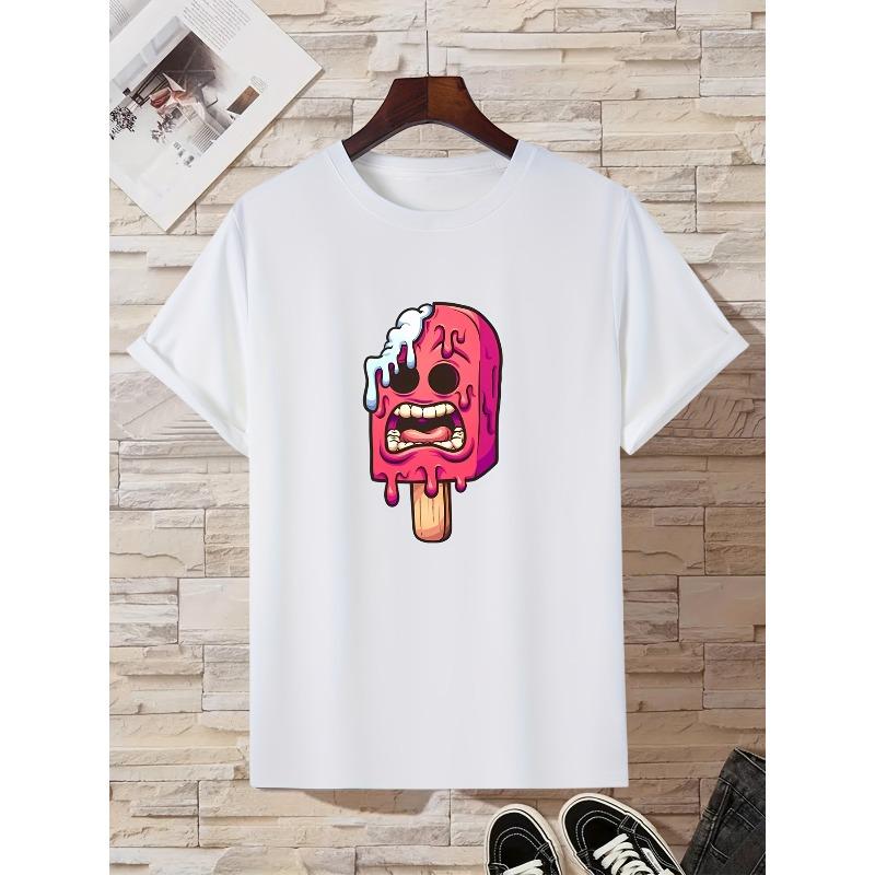 

European sizes Men s Casual Short Sleeve T-Shirt Suitable for - Summer & Year-Round Wear | Round Neck Casual Tee with Subtle Print 4XL білий