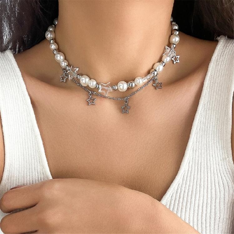 Stilvoller Sternanhänger Halskette Handgemachte Stern Perlen Halskette Niedliche Kette Halskette