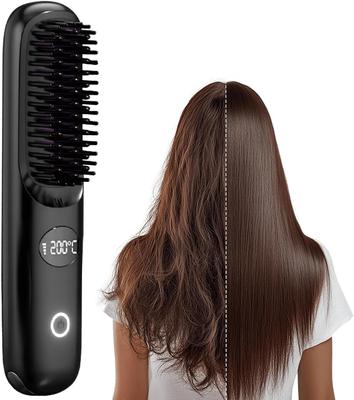 Portable Hair Straightener Brush - Hair Straightener Rechargeable Cordless Hair Straightener Comb, Fast Heating Cordless Mini Travel Hairdressing Tool
