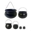 6 Puece Halloween Party Essential Plastic Black Witch Cauldron Bucket for Candy and Treats Container Bowl Decoration