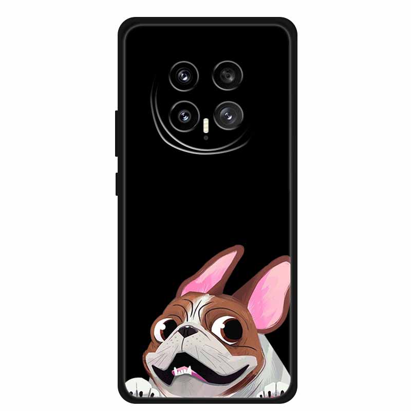 Phone Case For Honor Magic8 5G Soft TPU Black Silicone Cover For Honor Magic 8 2025 Case Coque Cartoon Flowers Protective Funda