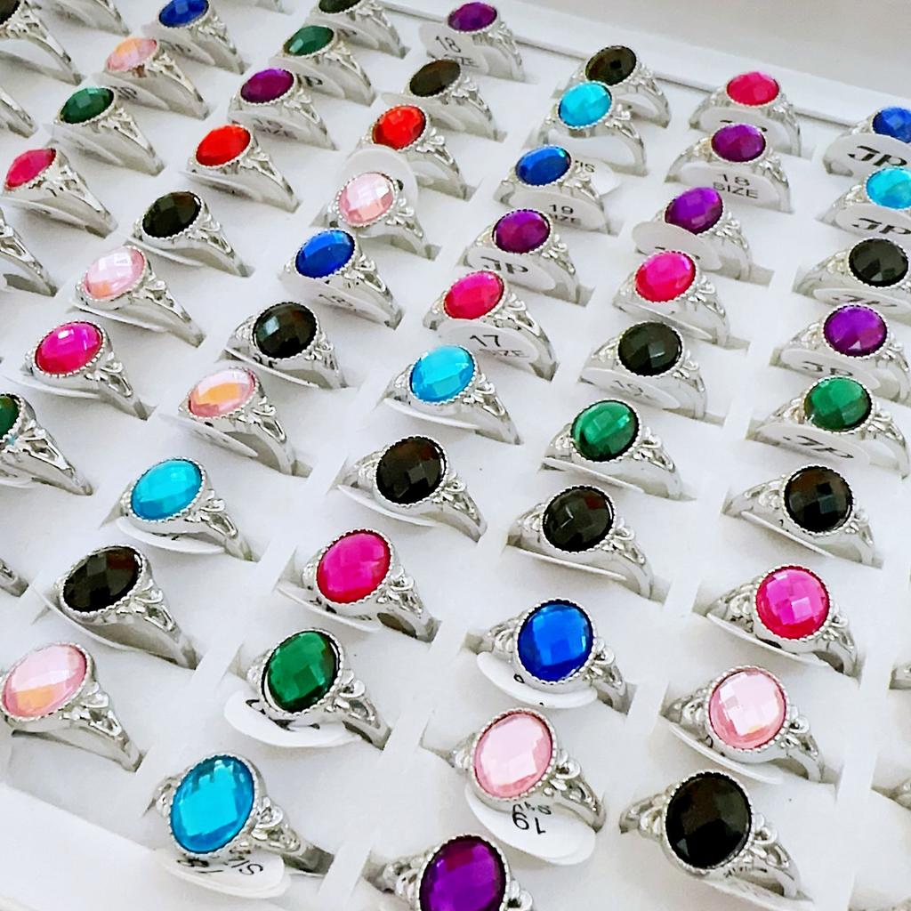 10Pcs Colorful acrylic accessory women's ring mixed style versatile index finger ring jewelry