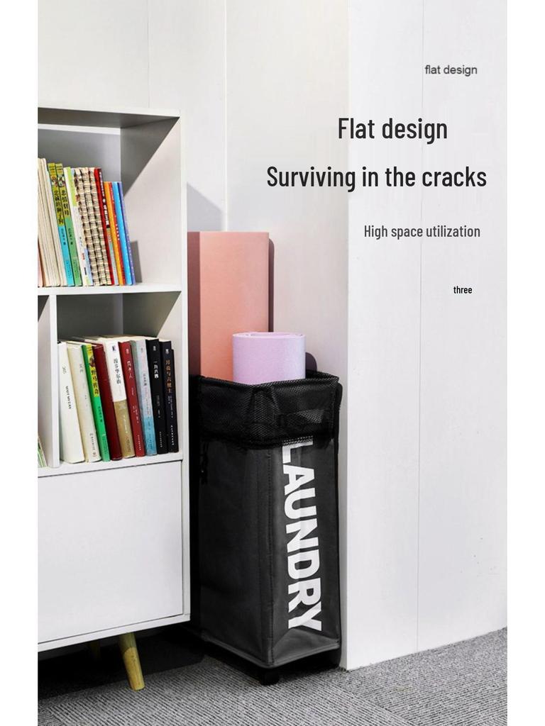 Foldable Oxford Cloth Storage Basket with Wheels - Yoga Mat & Laundry Holder for Bedroom Crevices