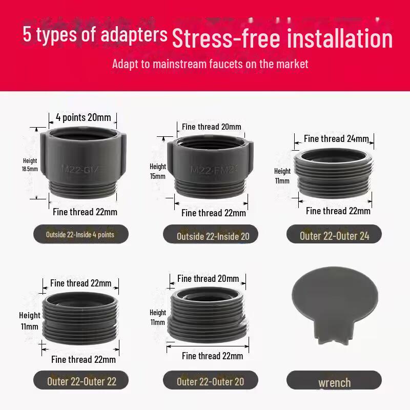 

Адаптер для очистителя воды на выходе из крана с мелкой/крупной резьбой M22 для барботера