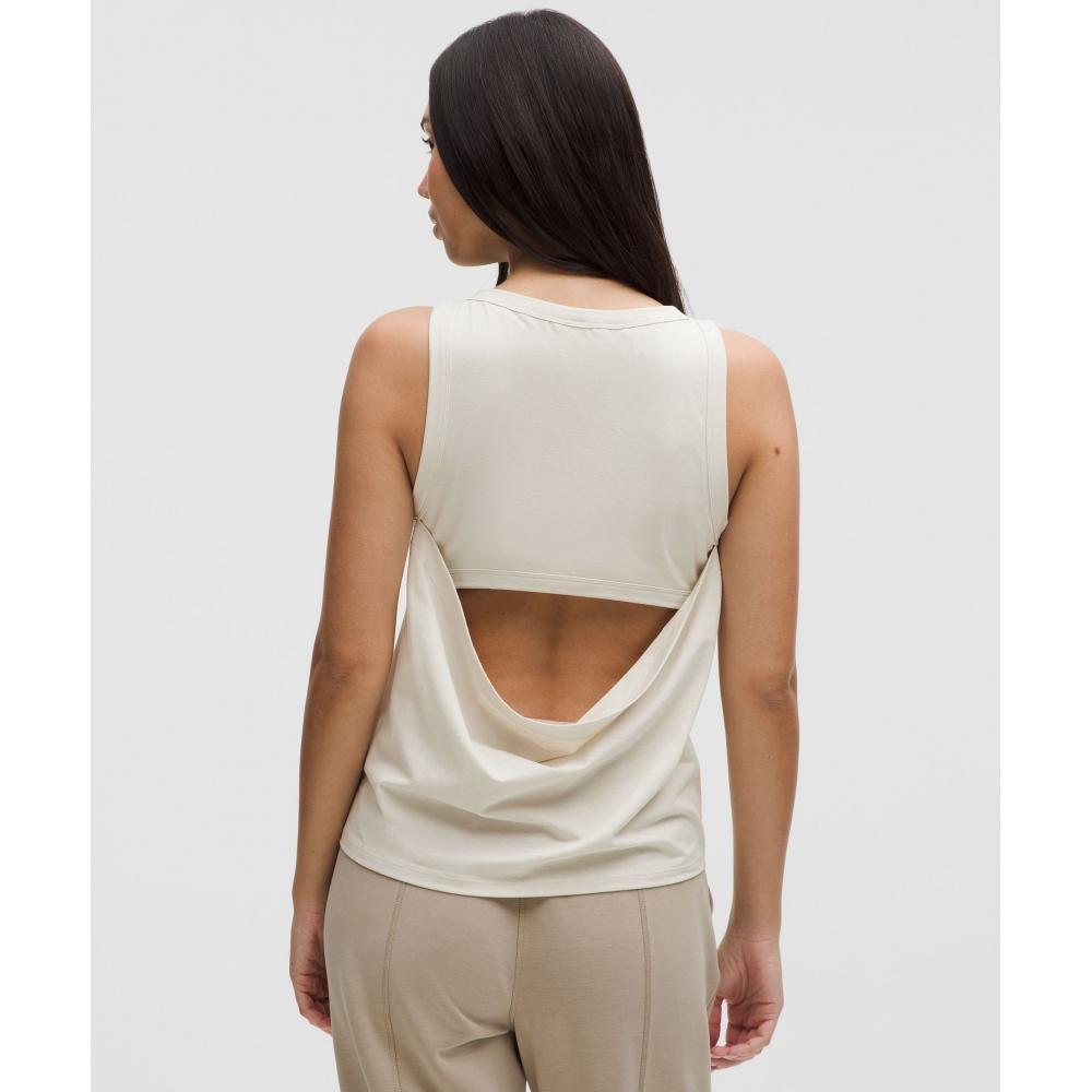 

Lululemon Cotton Blend Open Back Tank Top Bone XXS