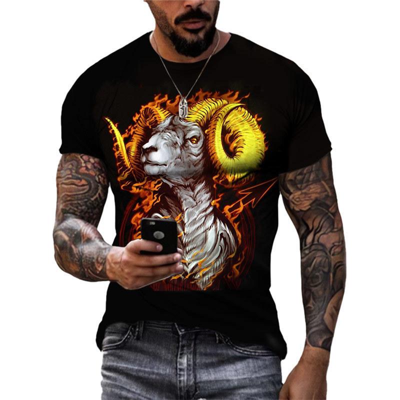 3D Printed Trend Men's Casual Round Neck Fashion Short Sleeved T-shirt Top