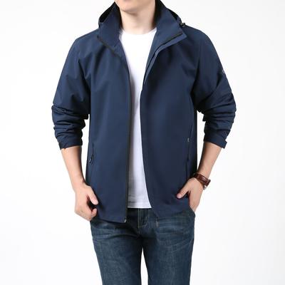 Herren Frühling und Herbst Mäntel Bedruckte Dünne Kapuzenwindjacke Outdoor Sportjacke Herrenjacke