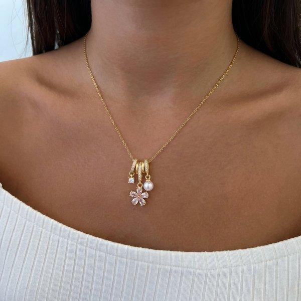 Trendy Y2K Fairy Pink Crystal Zircon Sakura Flowers Bracelet for Women Sweet Cherry Blossom Moon Bow Knot Jewelry Gifts