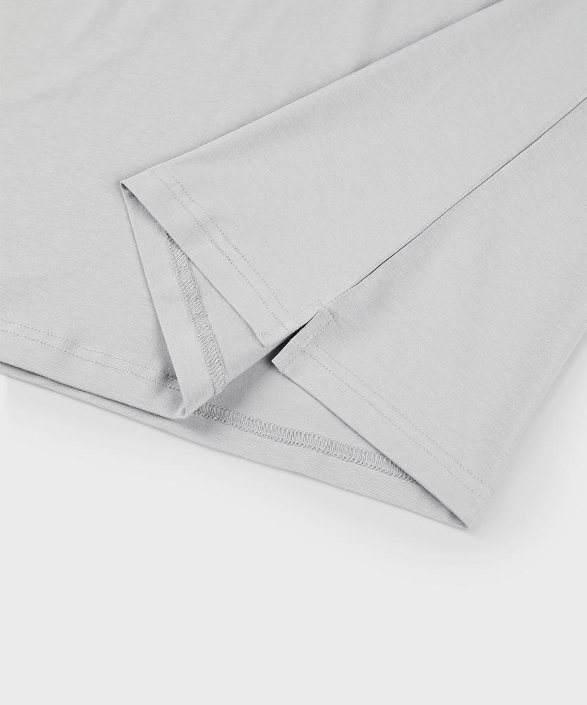 PANICALE Grey Johnny Collar Cotton Linen Polo Shirt