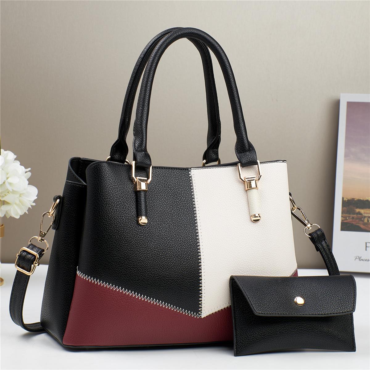 

Сумка «мать и дитя» контрастного цвета, модная, женская сумка, сумочка, атмосферная, универсальная, большой вместимости, сумка-мессенджер, ручная Length 28 Width 13 Height 20 чёрный