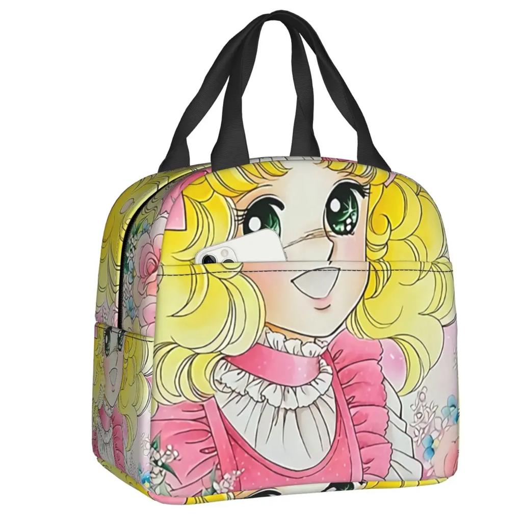Candy Candy Thermal Insulated Lunch Bags Women Animated Anime Movies Portable Lunch Container School Travel Storage Food Box