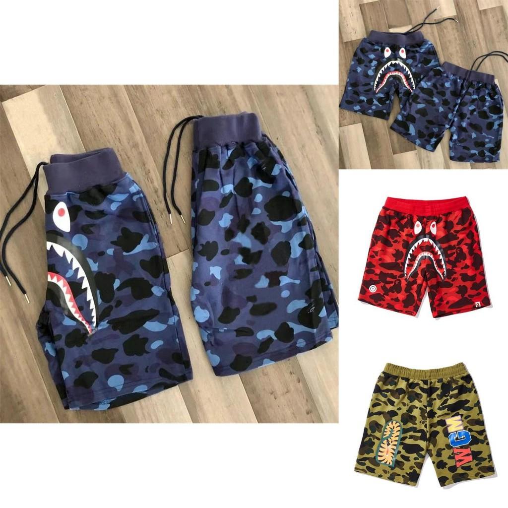 Bereit Camouflage Hai Kopf Bedruckte Baumwollshorts Für Herren Jugendmode**